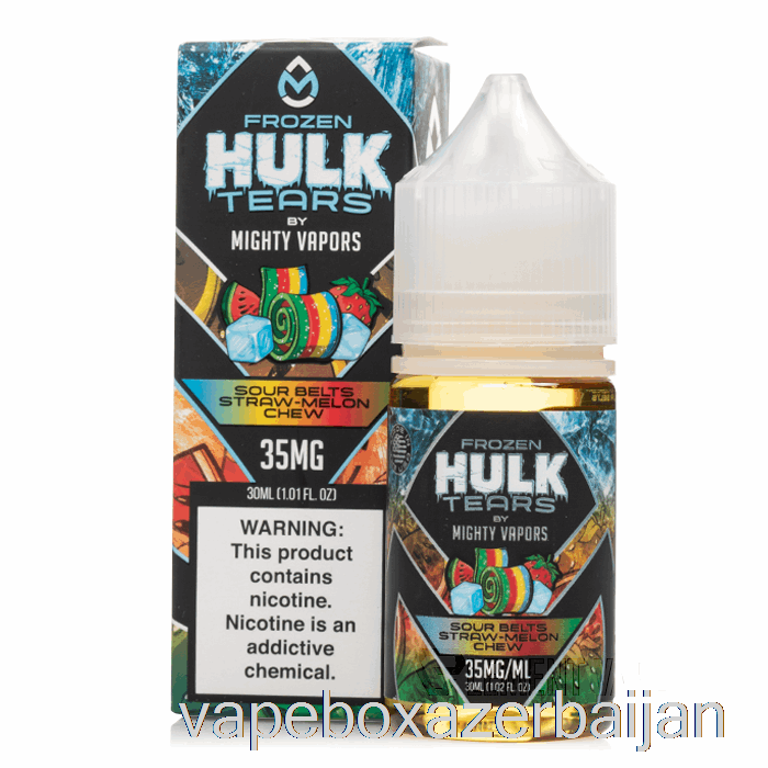 E-Juice Vape Frozen Sour Belts Straw Melon Chew - Hulk Tears Salts - 30mL 35mg